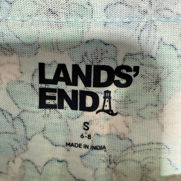 Lands’ End Women’s Sleeveless Floral Shift Dress Size S 6-8 Aqua Blue - Picture 3 of 8